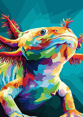Colorful Axolotl Portrait