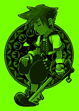 Kingdom Hearts Sora Green Illustration