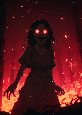 Red Glowing Eyes Horror Figure