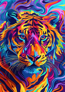 Colorful Tiger Portrait