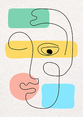 Abstract Face Line Art