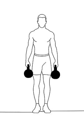 Man lifting kettlebells Minimalist line art