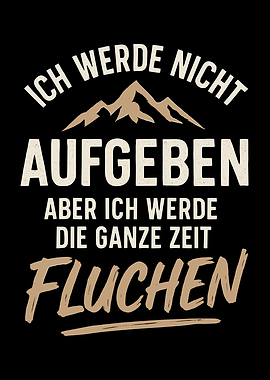 Motivational German Text with Mountain Graphic