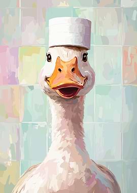 Goose with Toilet Paper Hat
