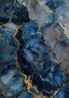 Blue and Gold Abstract Marble Texture