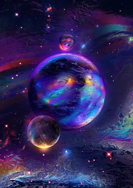 colorful planets in nebula space