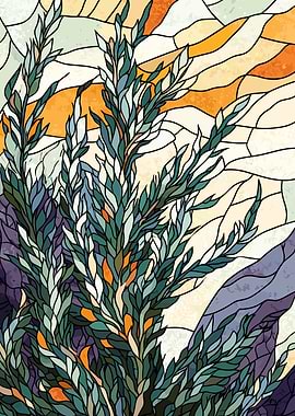 Stained Glass Style Nature Illustration