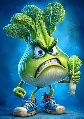 Angry Bok Choy Cartoon Character