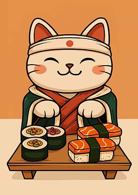 Sushi Cat Cartoon