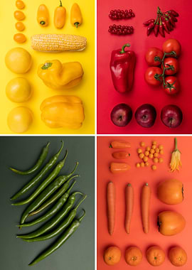 Colorful Food Collage: Fruits and Vegetables