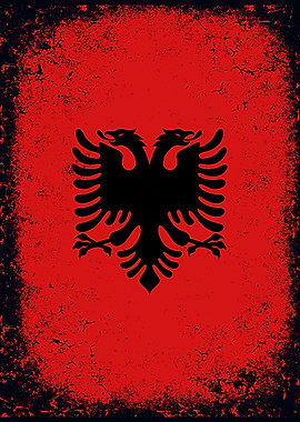 Albanian Flag Distressed