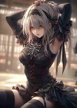 Anime Girl in Black Dress
