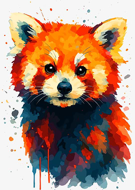 Watercolor Red Panda