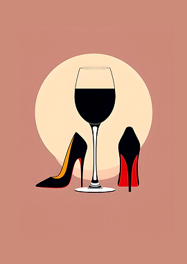Wine Glass and High Heels Illustration