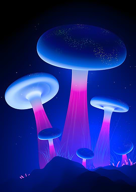 Neon Mushroom Landscape
