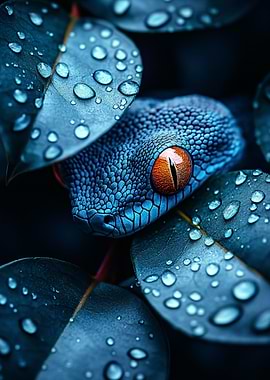 Blue Snake with Orange Eyes