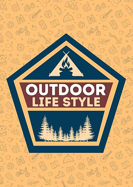 Outdoor Lifestyle Emblem with Camping Theme