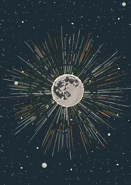 Stylized Moon with Radial Lines