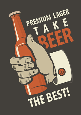 Premium Lager Beer Vintage Style Poster