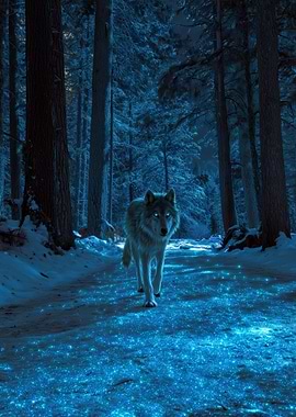 Wolf in a Snowy Forest