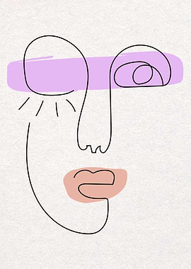 Abstract Face Line Art