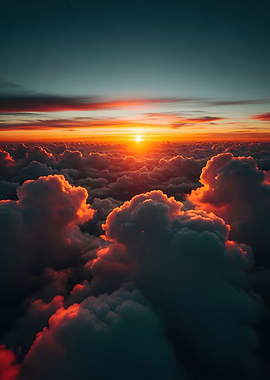 Aerial Sunset Over Clouds