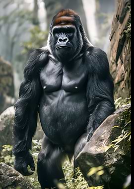 Majestic Gorilla Portrait in Natural Habitat