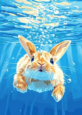 Underwater Rabbit Illustration