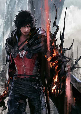 Warrior with Fiery Weaponry