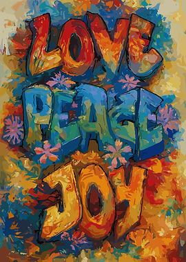 Love Peace Joy Colorful Art
