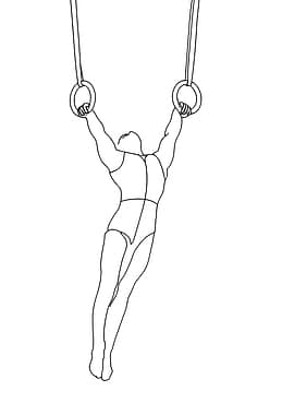 Gymnast on Rings Minimalist Line Art