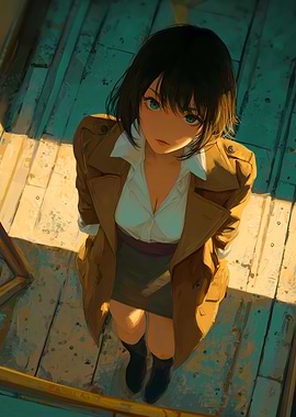 Anime Girl Looking Upward