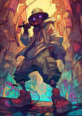 Urban Rapper with Glowing Eyes