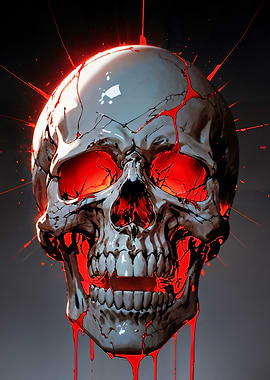 Skull with Red Glow and Cracks