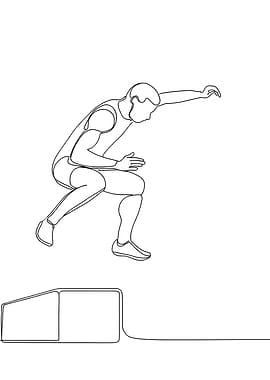 Minimalist Line art of athlete jumping box