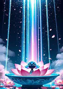 Lotus Bloom with Figure and Light
