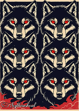 Wolf Pack with Red Eyes Pattern