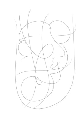 Abstract Face Line Art