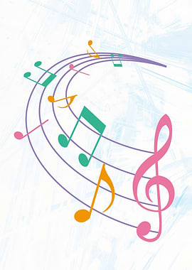 Colorful Music Notes on Staff