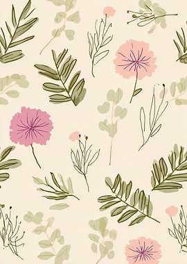 Floral Pattern with Pink Flowers