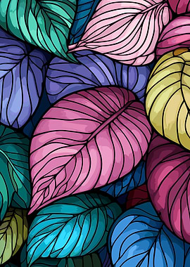 Colorful Leaf Pattern Illustration