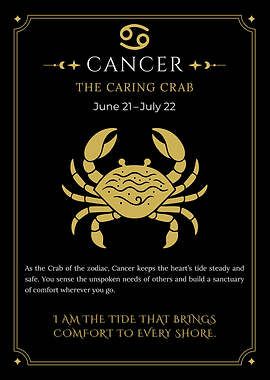 Cancer Zodiac Art with Golden Crab Symbol
