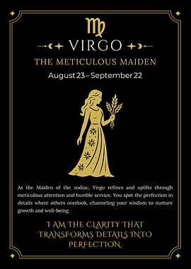 Elegant Virgo Zodiac Art with Golden Maiden Symbol