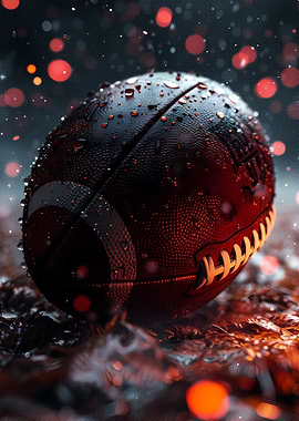 Wet Football Close-Up