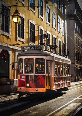 Vintage Tram in Lisbon, Portugal