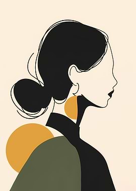 Minimalist Woman Portrait with Geometric Shapes