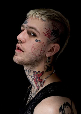 lil peep portrait with tattoos