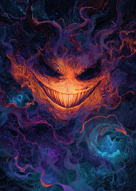 Fiery Grin Abstract Digital Art
