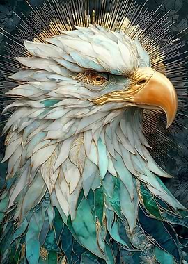 Elegant Eagle Portrait with Golden Accents