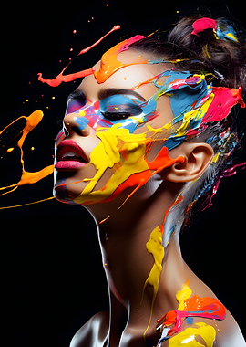 Colorful Paint Splatter Portrait